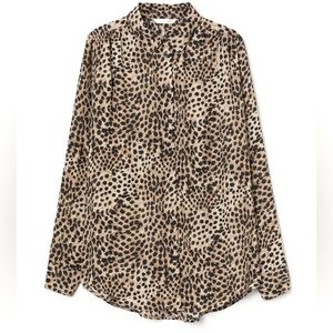 H&M Cheetah Print long sleeved blouse, black, beige, sz.US/XXL